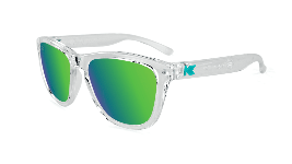Clear kids sunglasses with green lenses