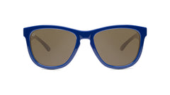 Sunglasses with Glossy Blue Frames and Polarized Amber Lenses, Front