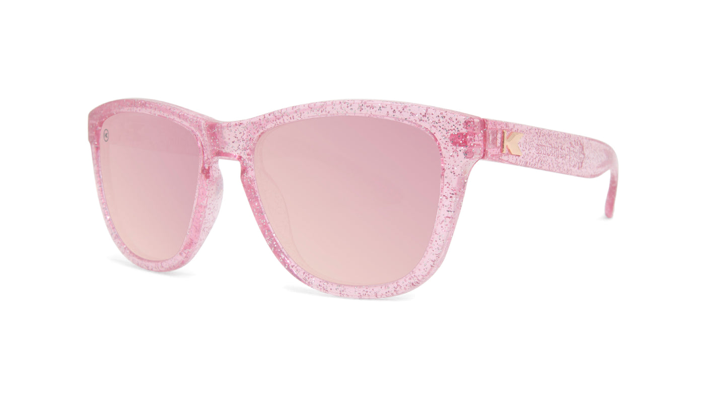 Kids Sunglasses with Pink Sparkle Frame and Pink Lenses, Threequarter
