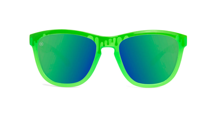 Kids Sunglasses with Glossy Green Frame and Green Lenses, Front
