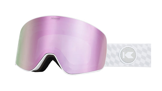 Knockaround Snow Goggles With Lilac Lens and White Strap, Threequarter