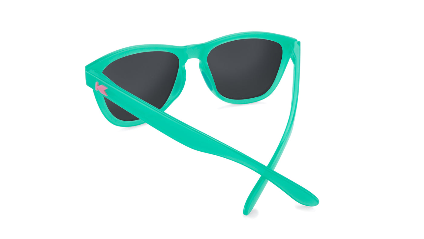 Sport Sunglasses with Aquamarine Frame and Polarized Fuchsia Lenses,  Back