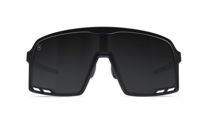 Sport Sunglasses with Black Frames and Black Smoke Lenses, Front