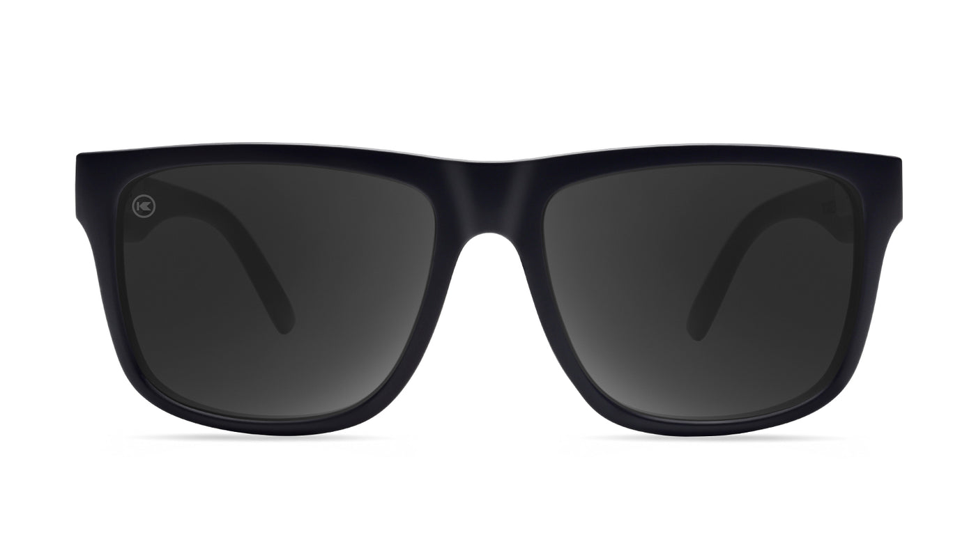 Sunglasses with Matte Black Frames and Polarized Black Smoke Lenses, Front