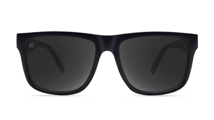 Sunglasses with Matte Black Frames and Polarized Black Smoke Lenses, Front