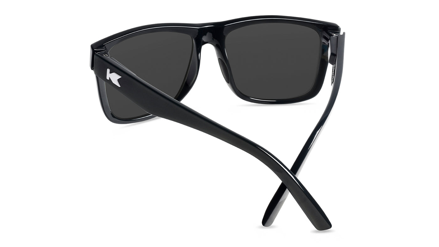 Sunglasses with Glossy Black Frames and Polarized Sky Blue Lenses, Back