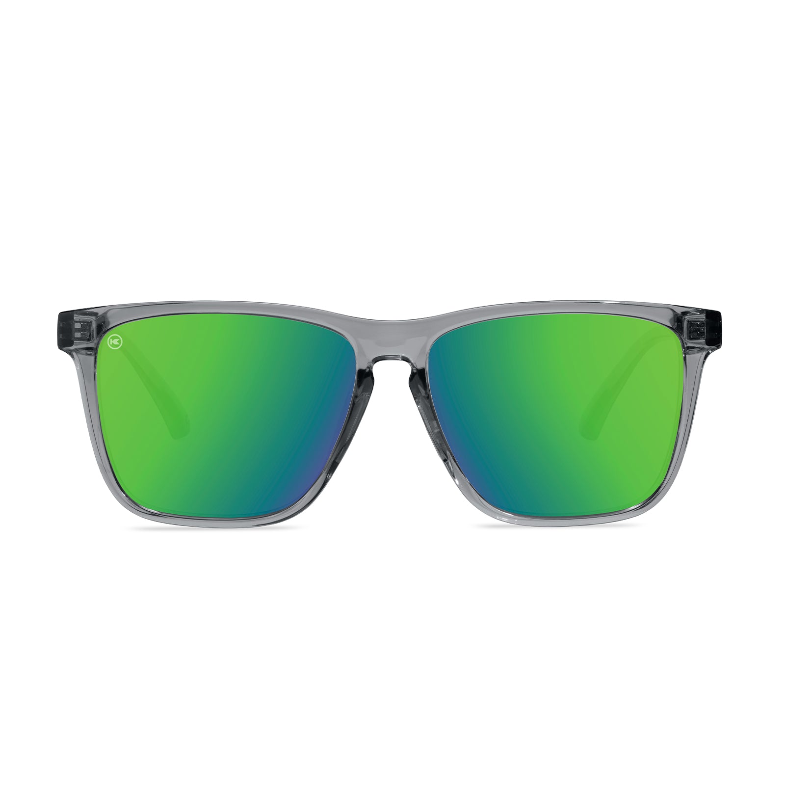 Square Clear Grey Polarized Sport Sunglasses w/ Green Mirrored Lenses