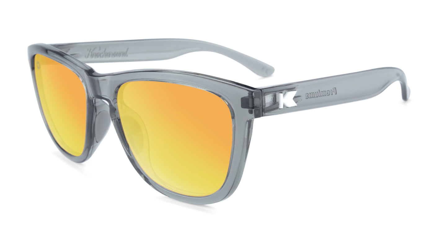 Sport Sunglasses with Clear Grey Frame and Polarized Orange Sunset Lenses, Flyover