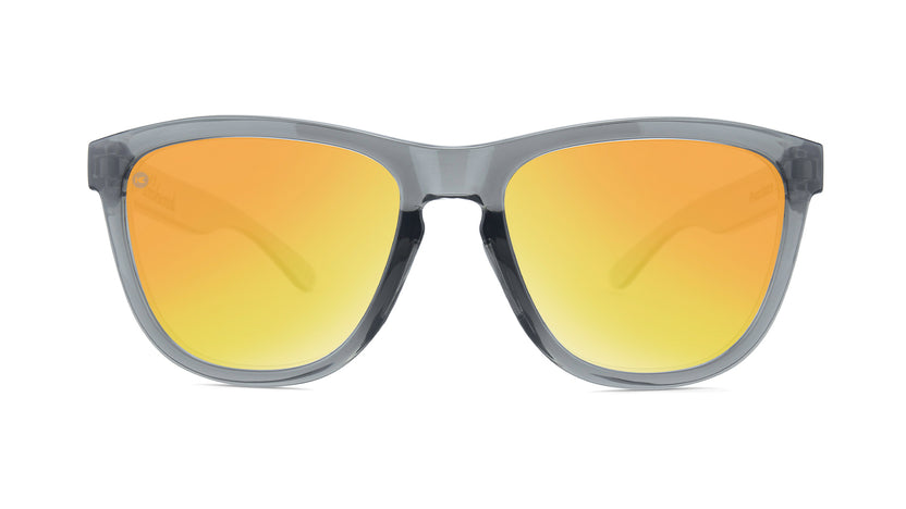 Sport Sunglasses with Clear Grey Frame and Polarized Orange Sunset Lenses, Front