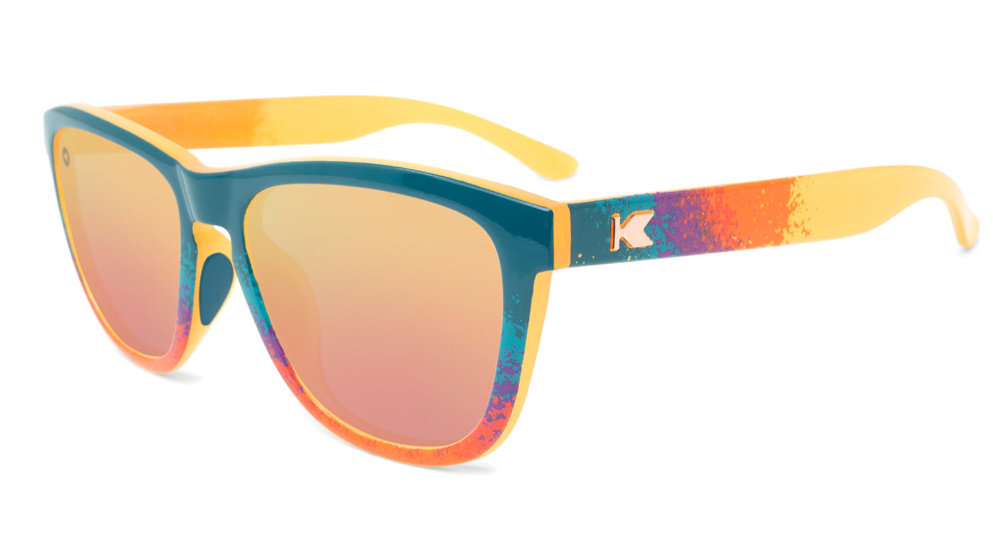 Sunglasses with Speckled Sunset Frames and Polarized Rose Gold Lenses. Flyover