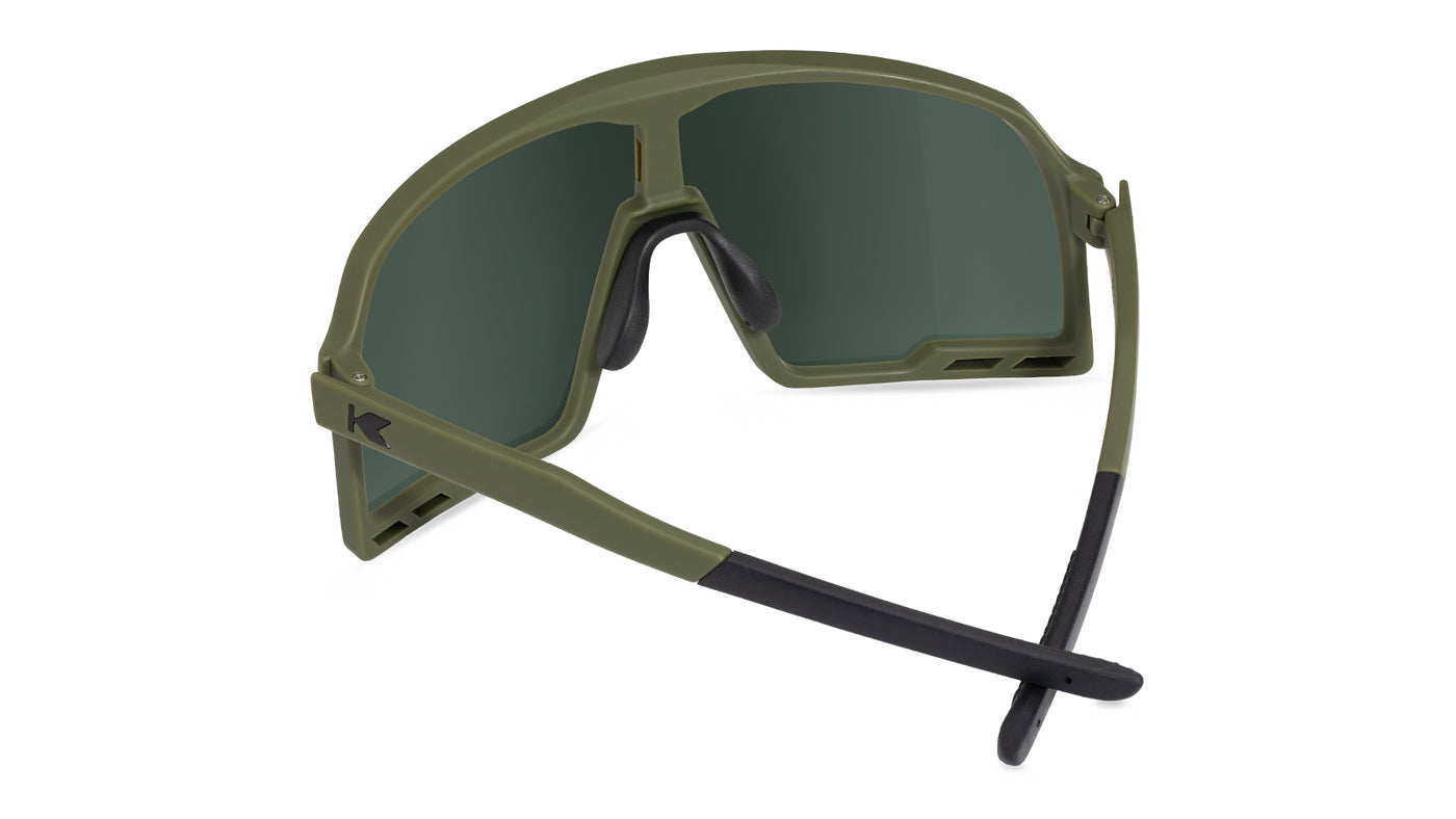 Knockaround Sport Sunglasses with Army Green Frames and Aviator Green Lenses, Back