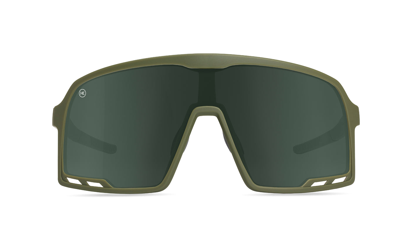 Knockaround Sport Sunglasses with Army Green Frames and Aviator Green Lenses, Front