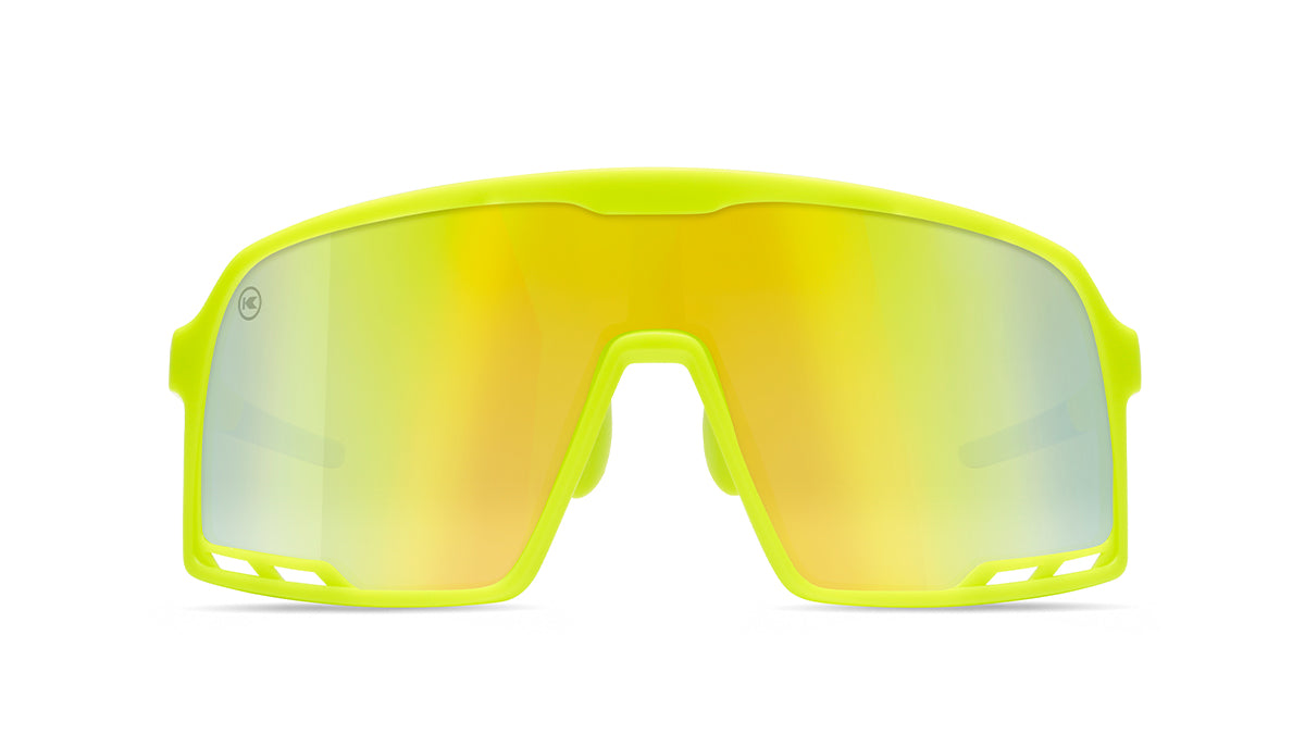 Sport Sunglasses with Neon Yellow Frames and Yellow Lenses, Front
