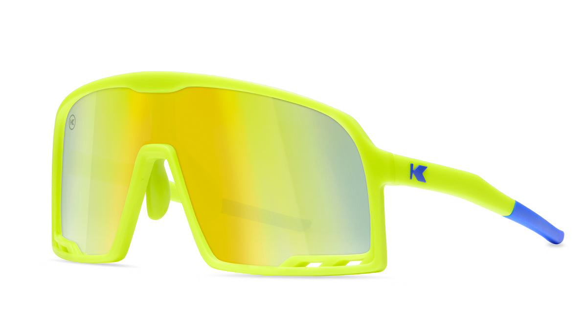 Sport Sunglasses with Neon Yellow Frames and Yellow Lenses, Threequarter