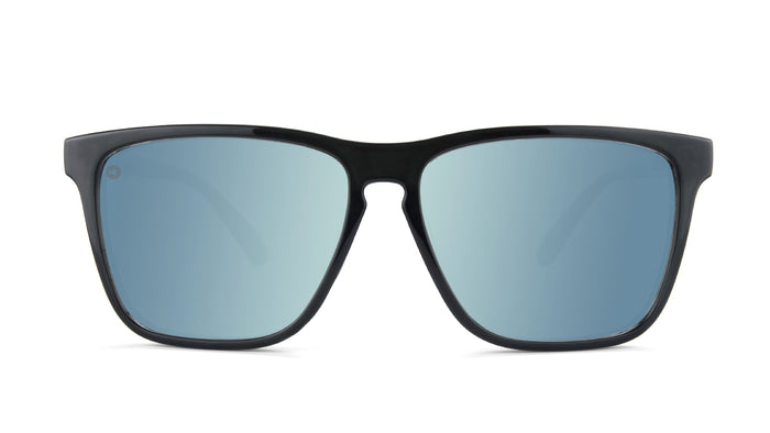 Sport Sunglasses with Jelly Black Frame and Polarized Sky Blue Lenses, Front