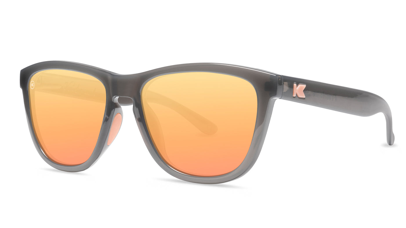 Sport Sunglasses with Jelly Grey Frames and Polarized Peach Lenses, Threequarter