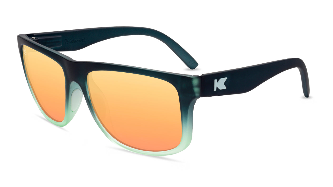 Sport Sunglasses with Green Frame and Polarized Pink Lenses, Flyover