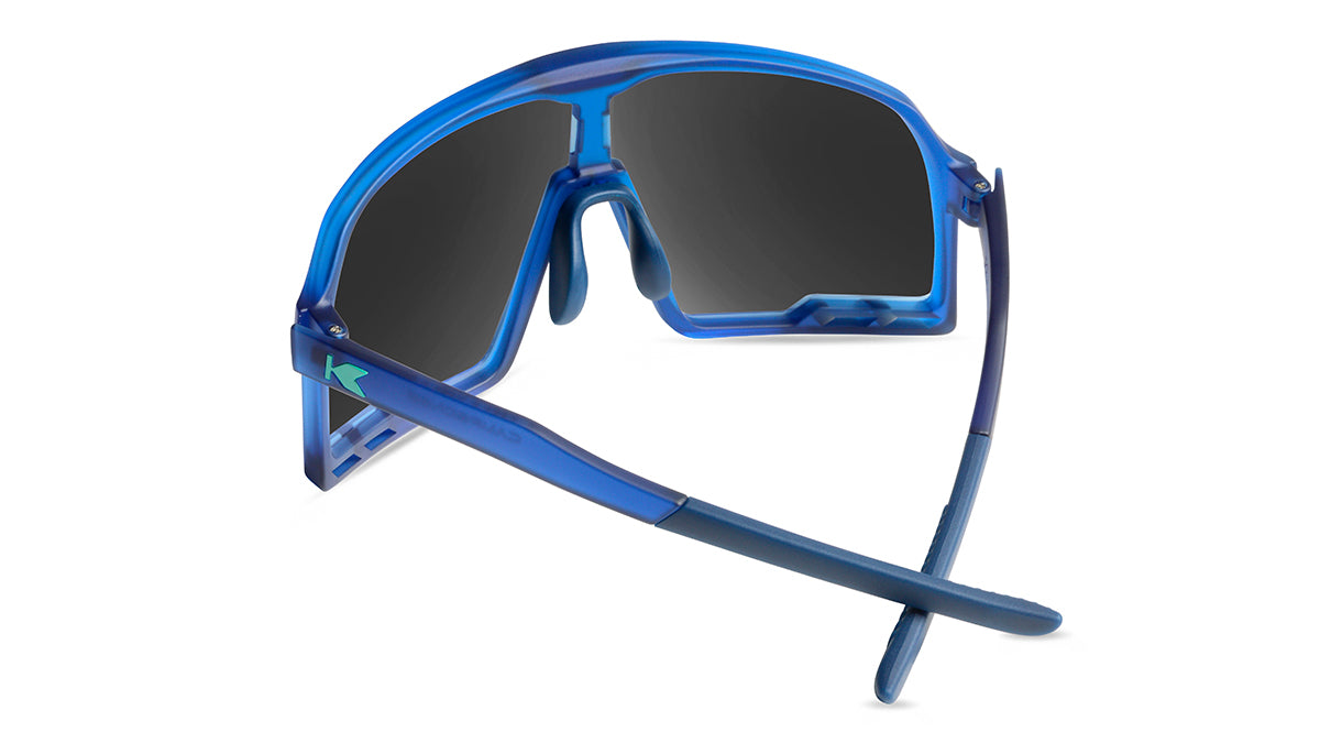 Sport Sunglasses with Rubberized Navy Frames and Caribbean Moonshine Lenses, Back