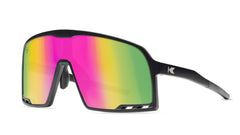 Sport Sunglasses with Matte Black Frames and Rainbow Lenses, Threequarter