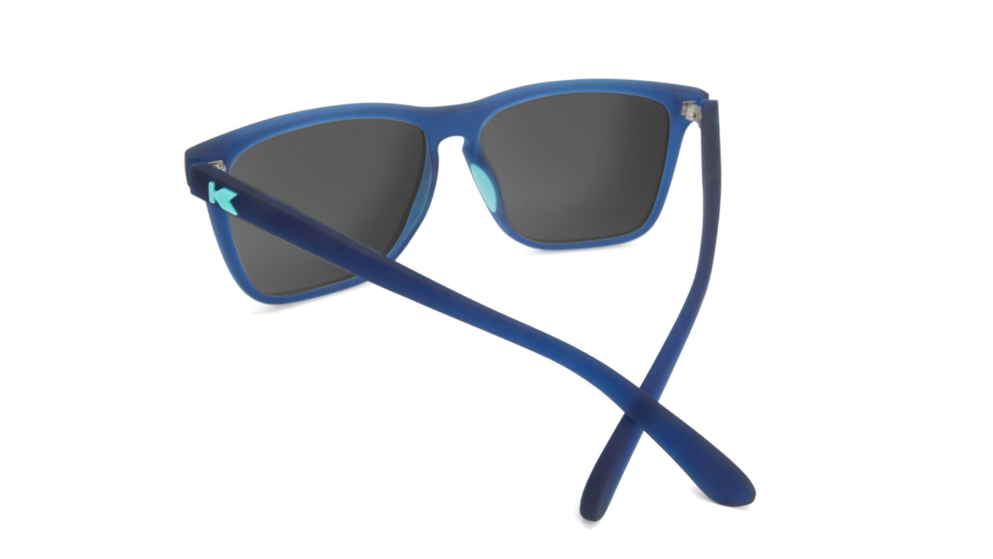 Sunglasses with Navy Frames and Polarized Mint Green Lenses, Back