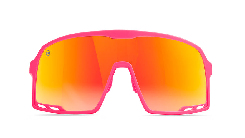 Sunglasses with Hot Pink Frames and Red Sunset Lenses, Front