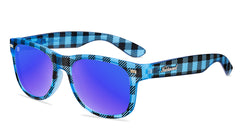 Sunglasses with Blue Buffalo Frames and Polarized Blue Lenses, Flyover