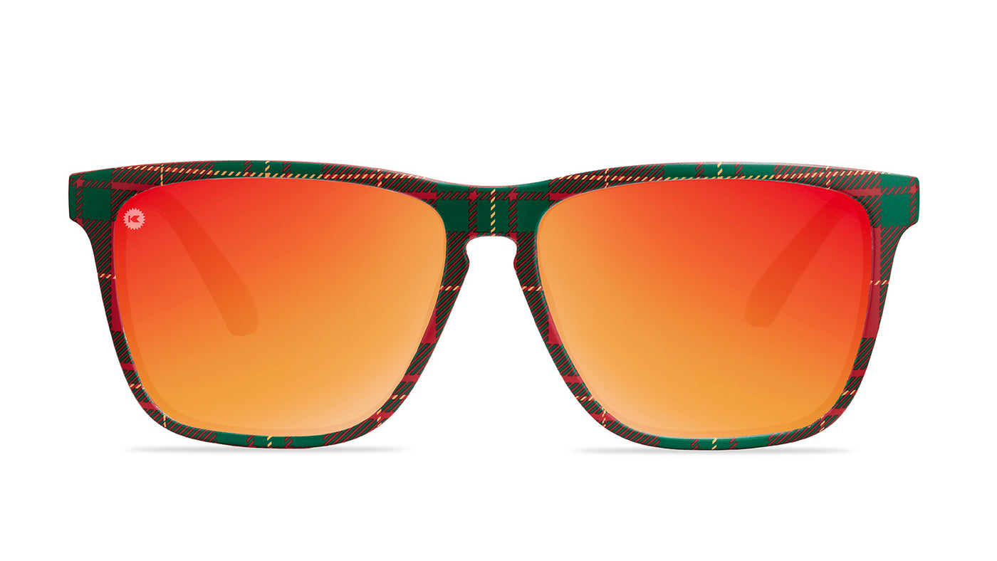 Sunglasses with yuletide glow frames and polarized red lenses