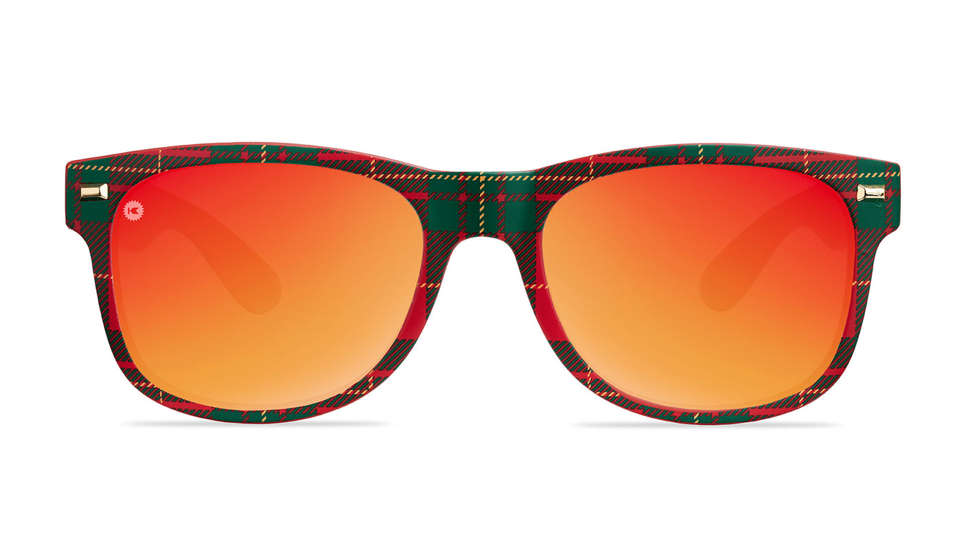 Sunglasses with yuletide glow frames and polarized red lenses