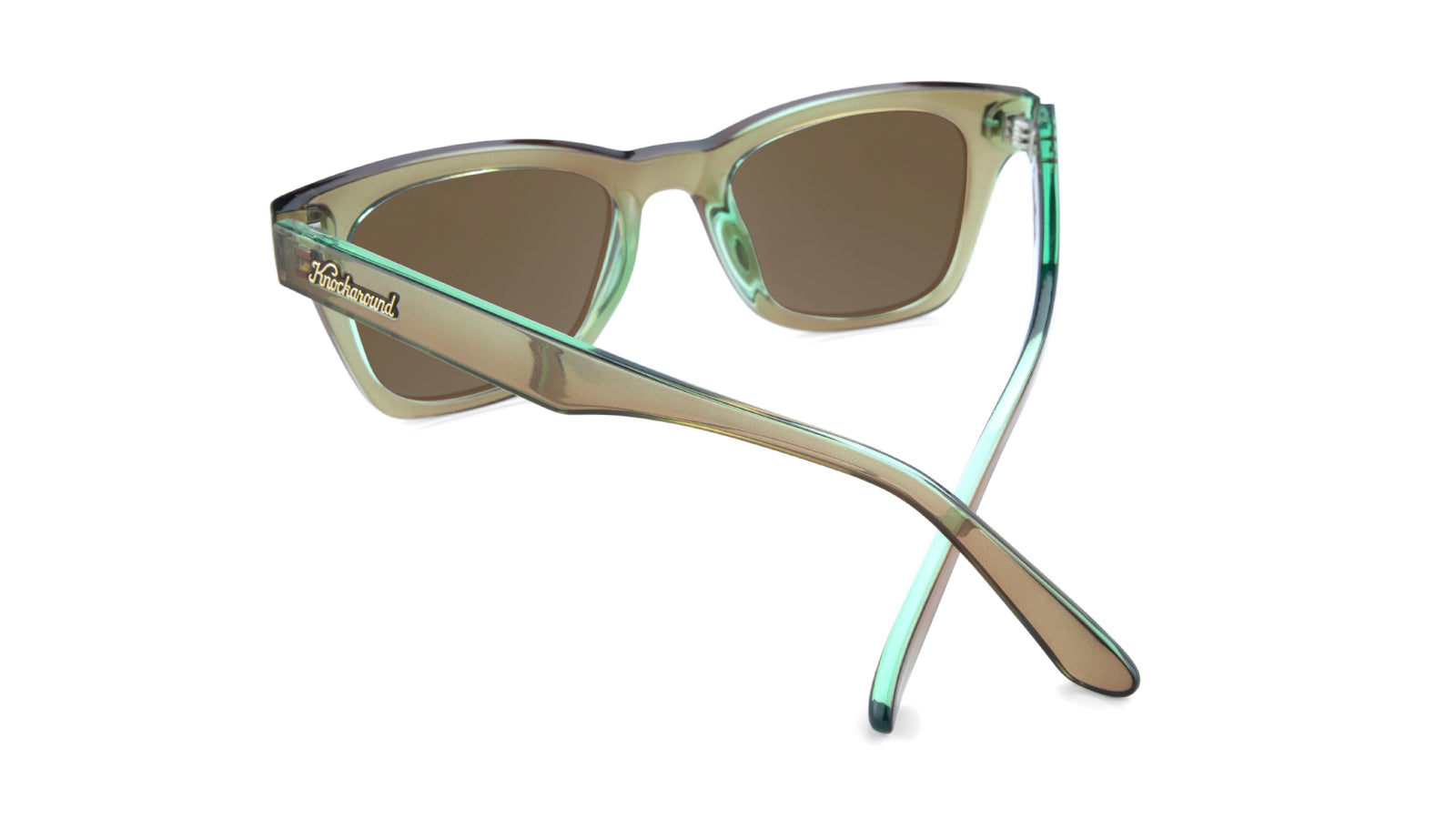 Sunglasses with Aged Sage Frame and Polarized Amber Lenses, Back