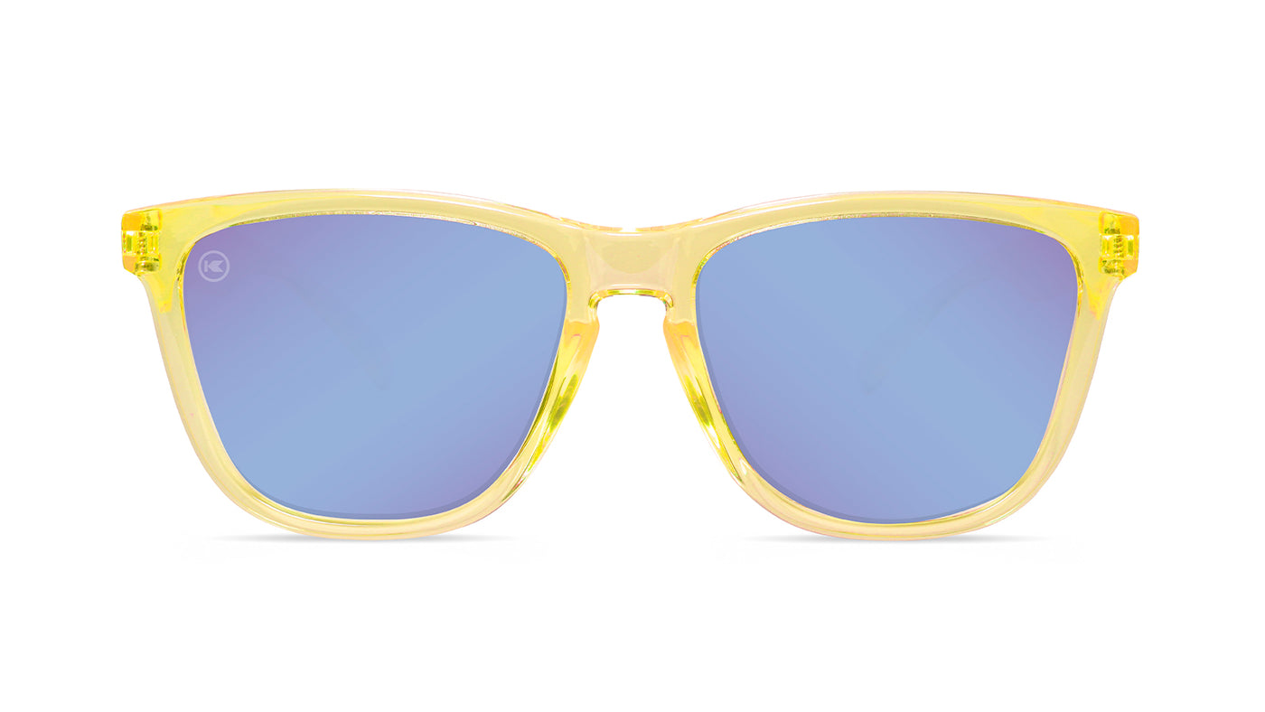 Sunglasses with Peach Frames and Polarized Snow Opal Lenses, Front