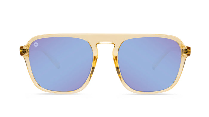 Sunglasses with Glossy Peach Frames and Polarized Snow Opal Lenses, Front