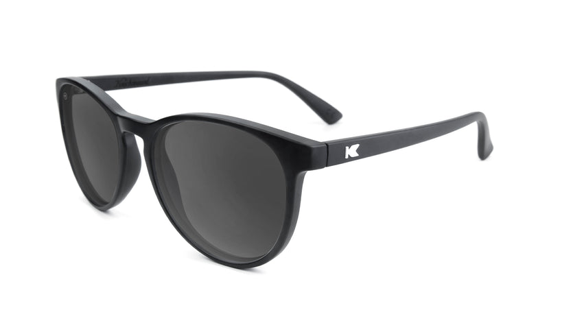 Sunglasses with Matte Black Frame and Polarized Black Smoke Lenses, Flyover