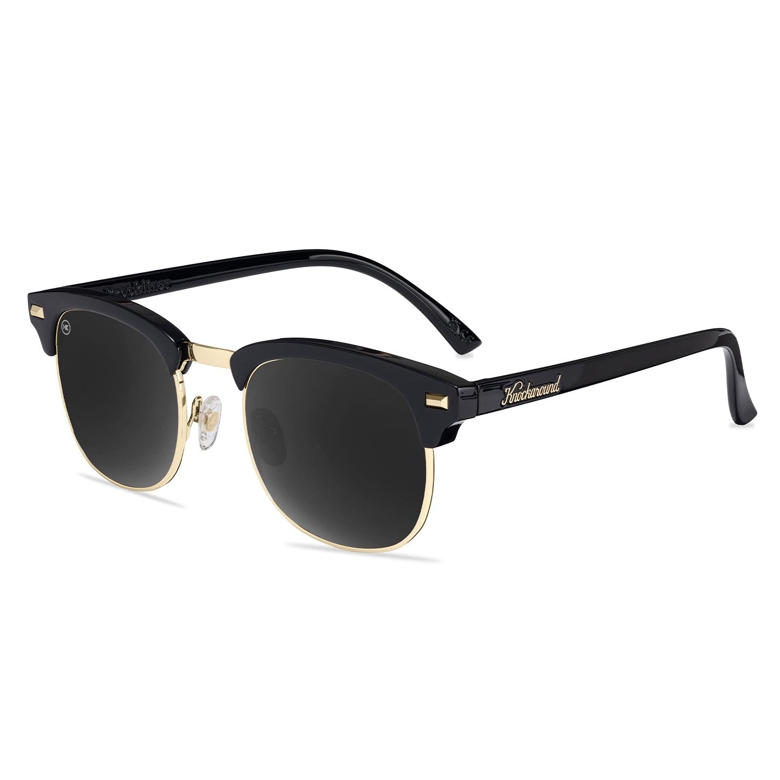 Round Trendy Retro Black Polarized Sunglasses with Black Lenses