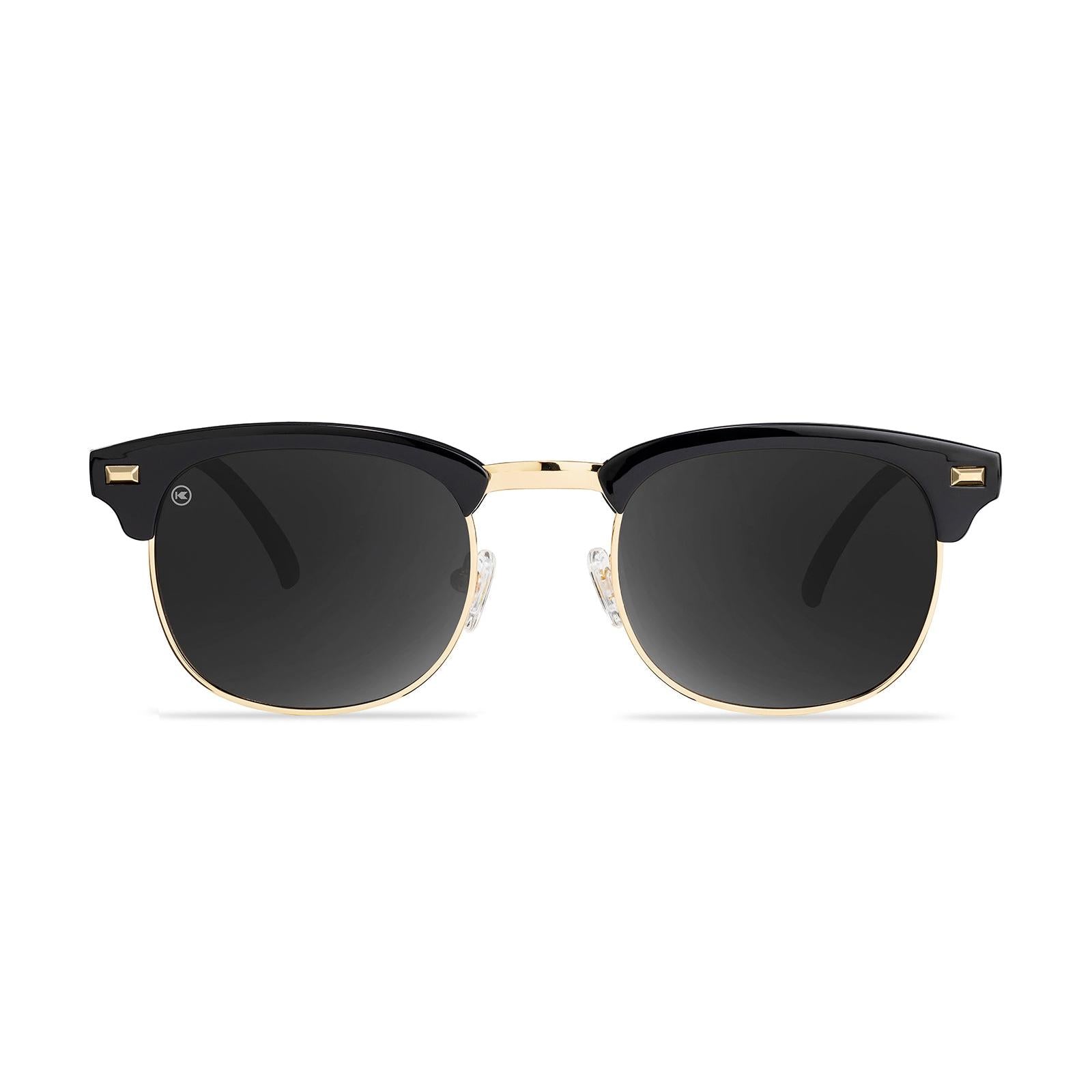 Round Trendy Retro Black Polarized Sunglasses with Black Lenses