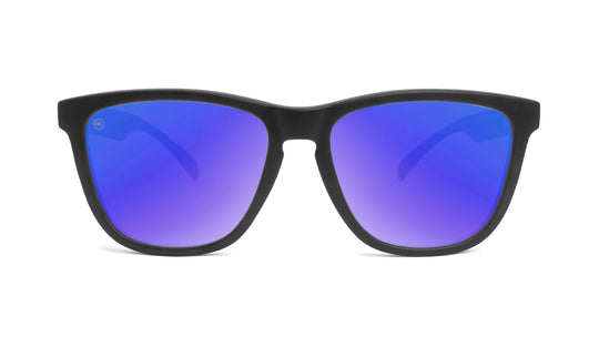 Sunglasses with Black Frame and Polarized Blue Moonshine Lenses, Front