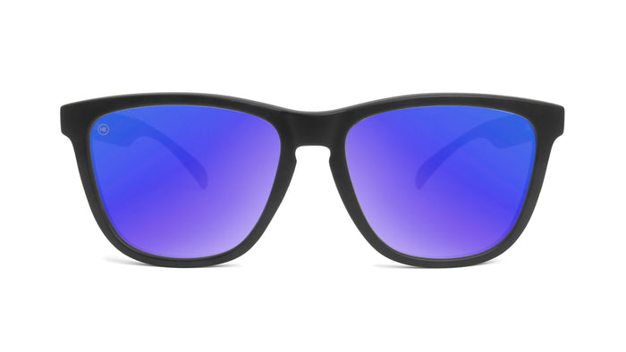 Sunglasses with Black Frame and Polarized Blue Moonshine Lenses, Front