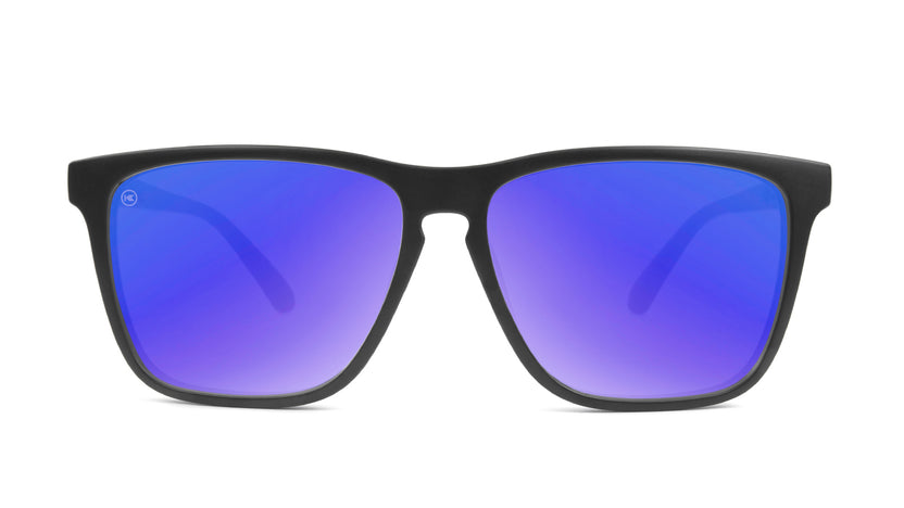 Sunglasses with Matte Black Frames and Polarized Blue Moonshine Lenses, Front