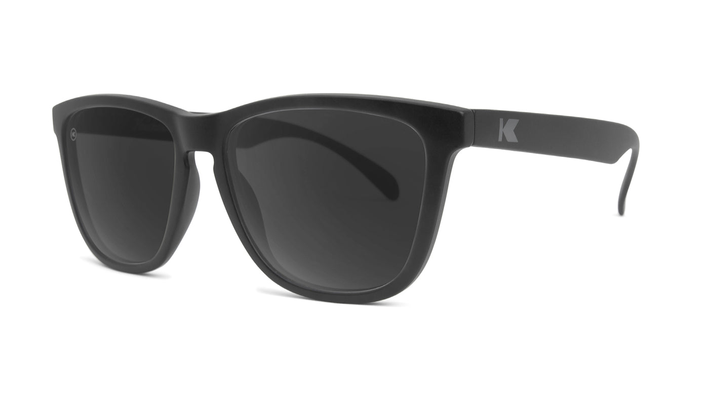Sunglasses with Black Frame and Polarized Black Smoke Lenses, Threequarter
