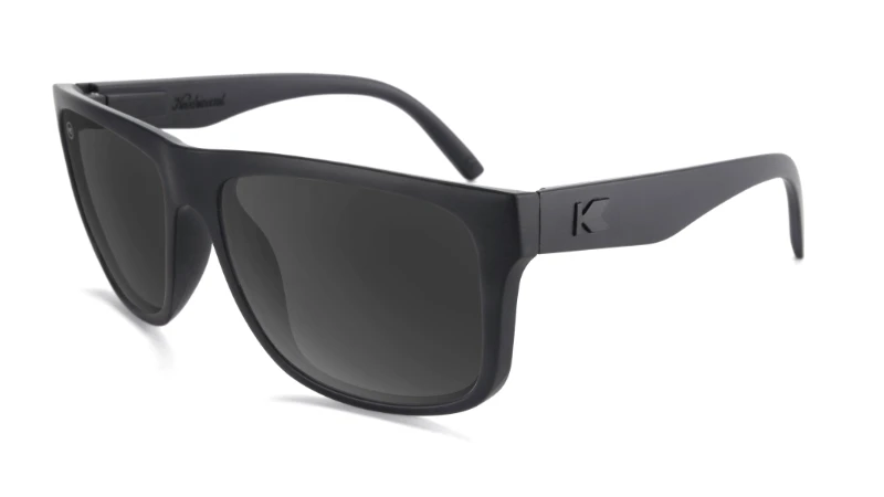Matte black sunglasses with black square lenses