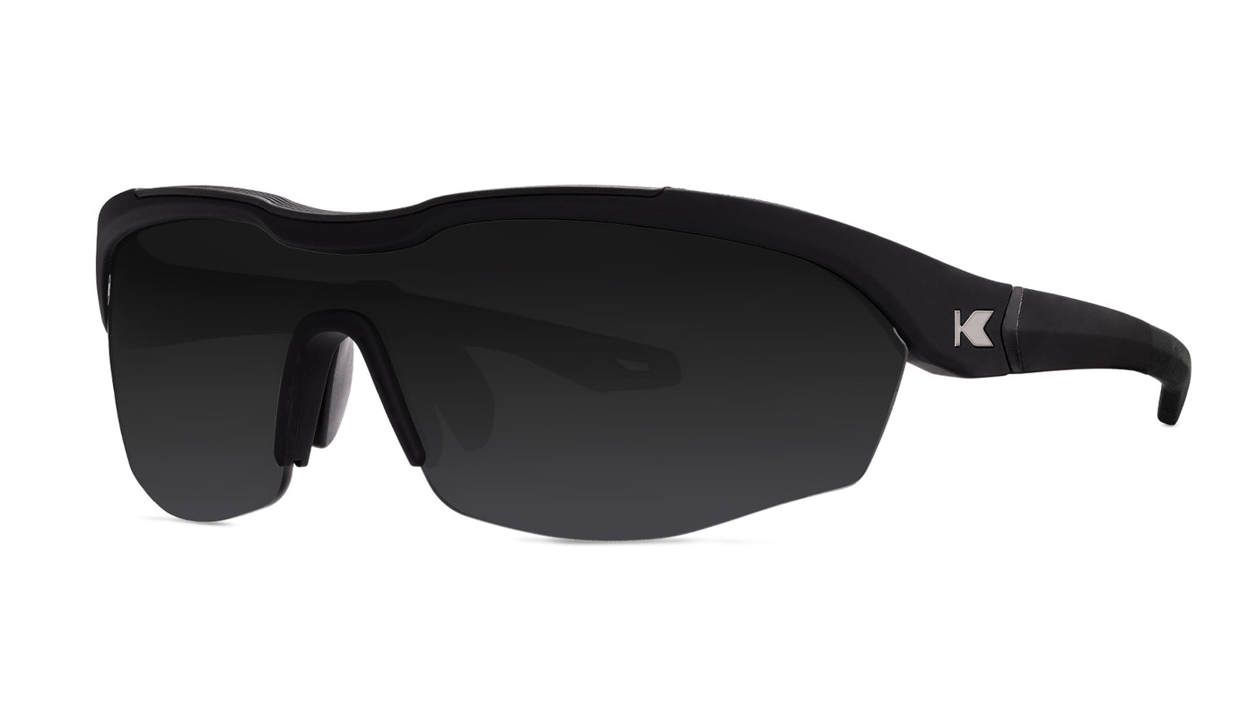 Black on Black Kinetics Sunglasses, Threequarter