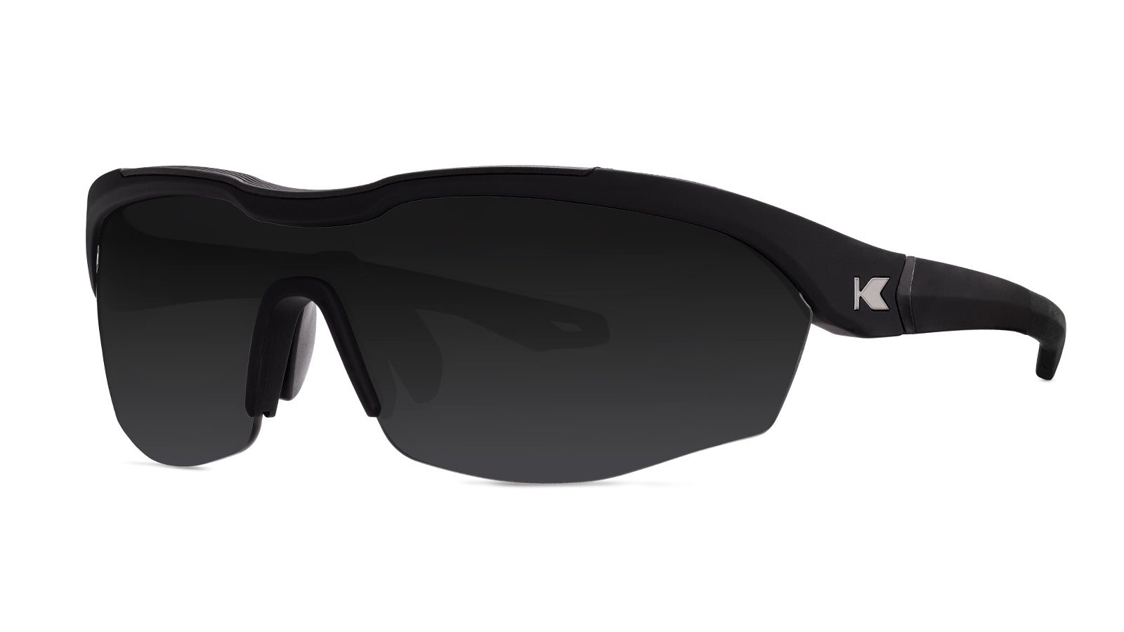 Black on Black Kinetics Sunglasses, Threequarter
