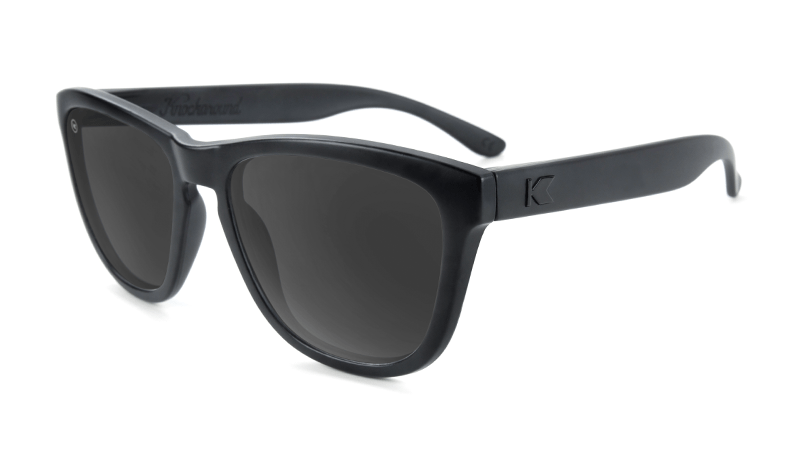 Matte black sunglasses with black lenses