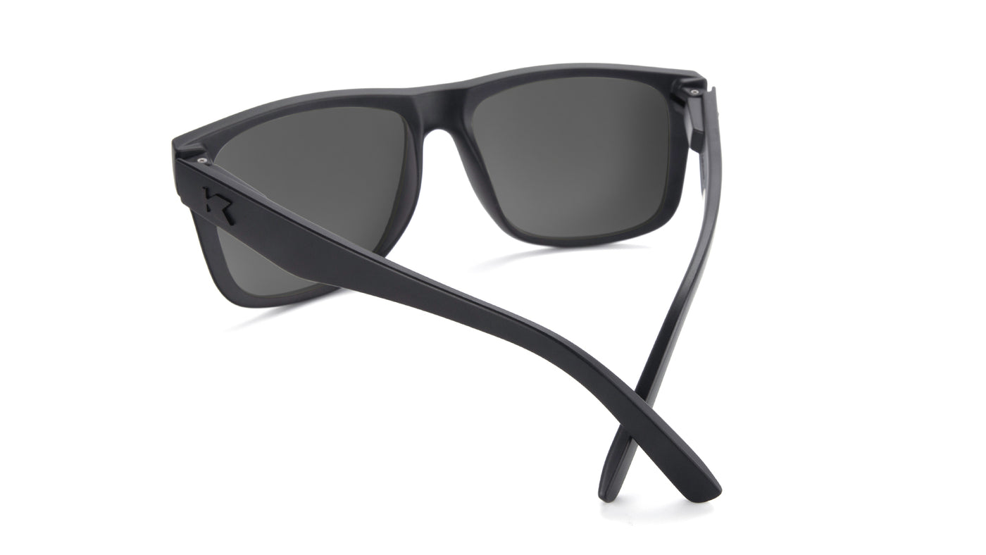 Sunglasses with Matte Black Frames and Polarized Sky Blue Lenses, Back