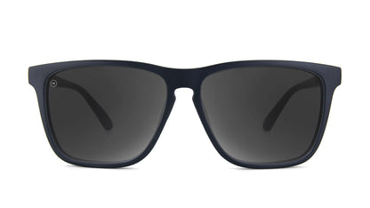 Sunglasses with Matte Black Frames and Polarized Black Smoke Lenses, Front