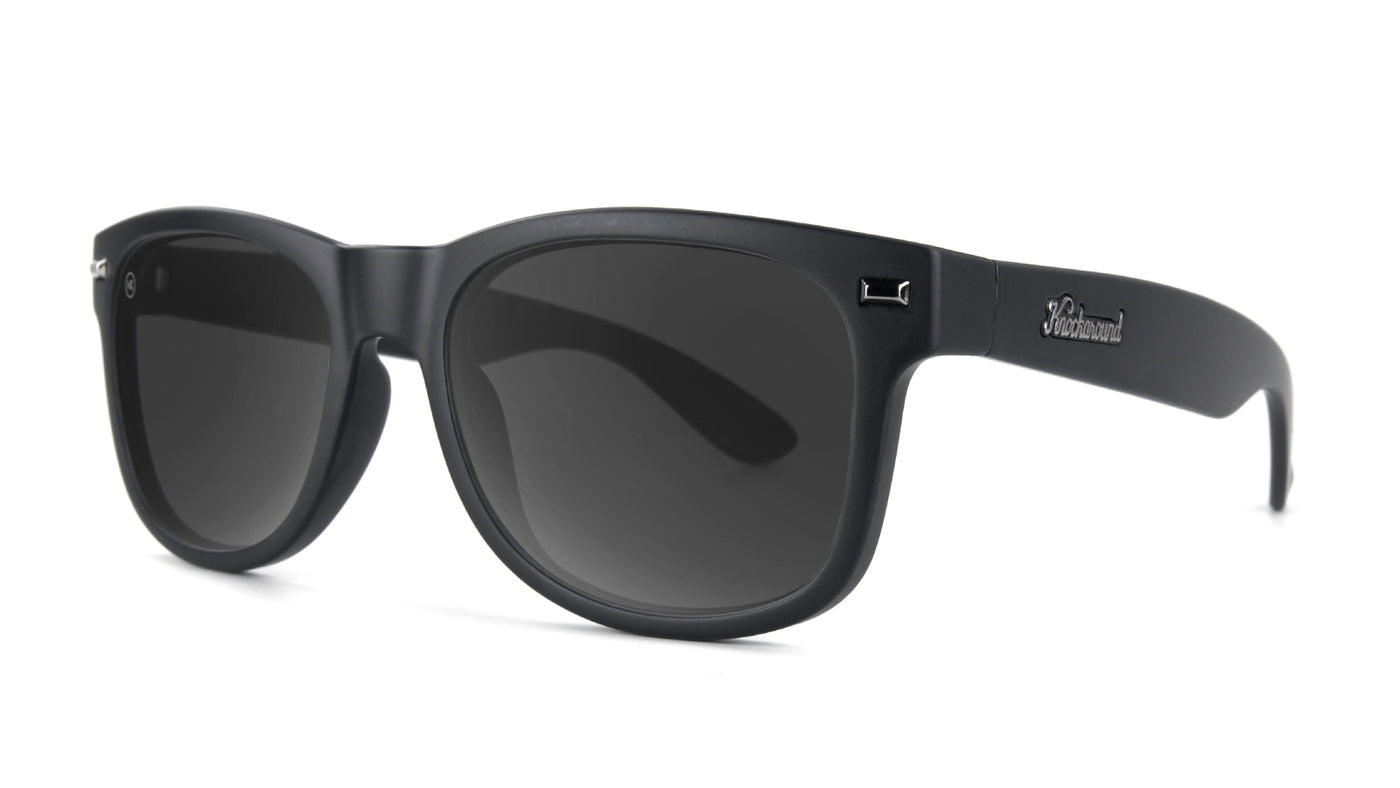 Sunglasses with Matte Black Frames and Polarized Black Smoke Lenses, Threequarter