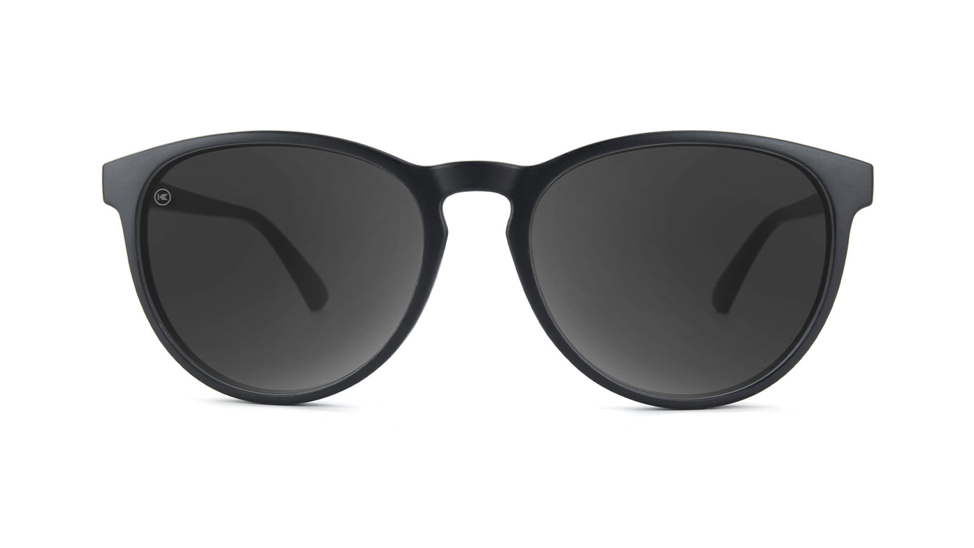 Sunglasses with Matte Black Frame and Polarized Smoke Lenses, Front