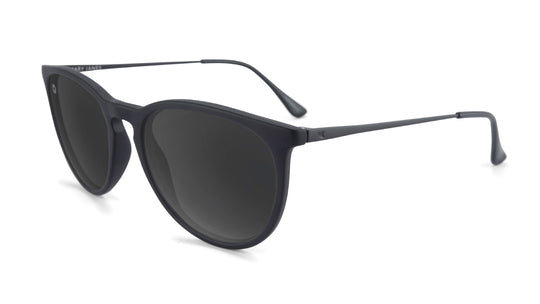 Sunglasses with Matte Black Frame and Polarized Black Smoke Lenses, Flyover