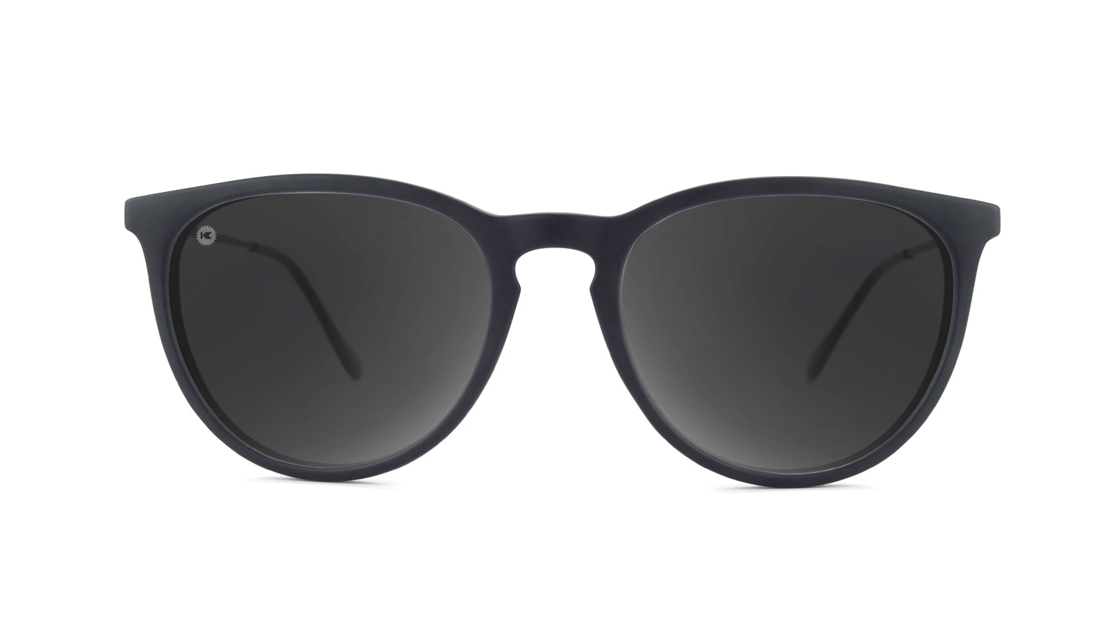Sunglasses with Matte Black Frame and Polarized Black Smoke Lenses, Front
