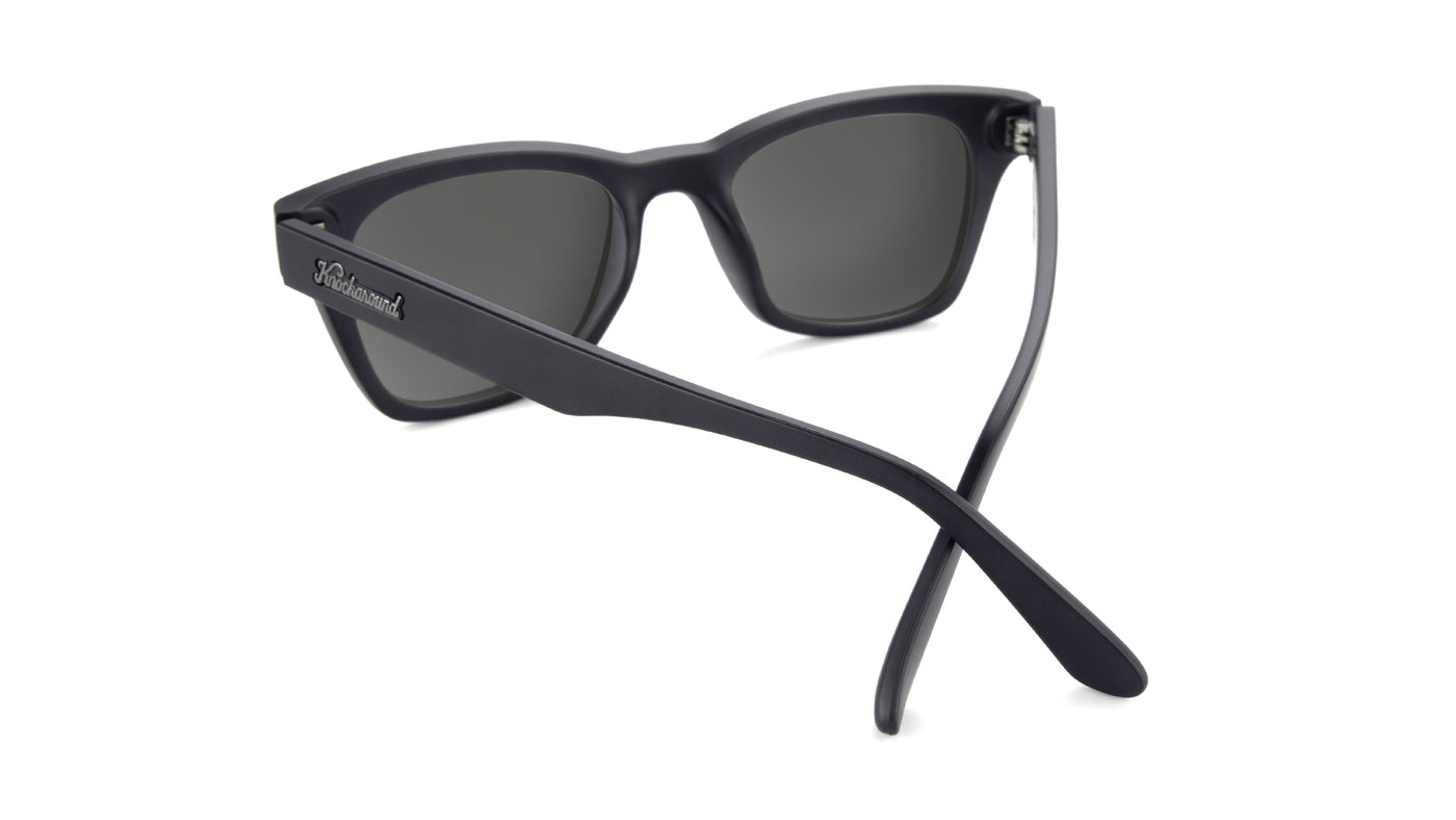 Sunglasses with Matte Black on Black Frames and Polarized Smoke Lenses, Back