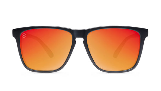 Sunglasses with Matte Black Frames and Polarized Red Sunset Lenses, Front